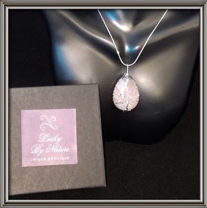 Tree of Life Rose Quartz pendant, silver necklace